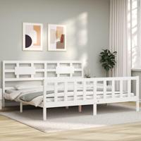 Bedframe zonder matras massief grenenhout wit 200x200 cm - thumbnail