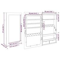 Sieradenkast met spiegel en LED wandgemonteerd wit - thumbnail