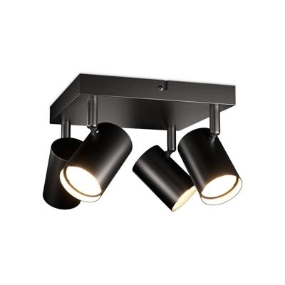 Lark - LED Plafondlamp - 4 spots - GU10 Fitting - Kantelbaar & Draaibaar - Zwart - Vierkant