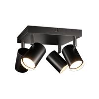 Lark - LED Plafondlamp - 4 spots - GU10 Fitting - Kantelbaar & Draaibaar - Zwart - Vierkant - thumbnail