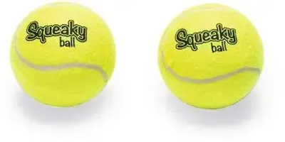 Beeztees hondenspeelgoed tennisballen met pieper vilt d8cm geel 2 stuks