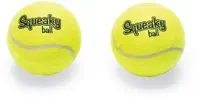 Beeztees hondenspeelgoed tennisballen met pieper vilt d8cm geel 2 stuks - thumbnail