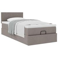 Bed met matras 100x200 cm stof taupe - thumbnail