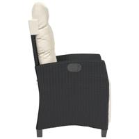Tuinstoelen 2 st verstelbaar met voetensteun poly rattan zwart - thumbnail