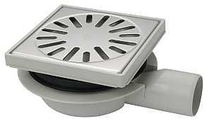 Doucheput Kunststof Aquaberg met Zijaansluiting 50 mm 15x15 cm met Reukslot 32 mm RVS Rooster Aquaberg Doucheput Kunststof Aquaberg met Zijaansluiting 50 mm 15x15 cm met Reukslot 32 mm RVS Rooster Aquaberg