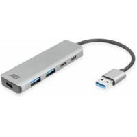 ACT AC6125 USB-A Hub 3.0 | 2x USB-A | 2x USB-C | Zilver | Aluminium - thumbnail