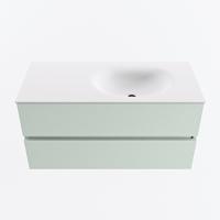 MONDIAZ VICA 100cm badmeubel onderkast Greey 2 lades. Wastafel MOON rechts zonder kraangat, kleur Talc. - thumbnail