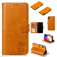 Lederen beschermhoes voor iPhone X & XS (geel) - thumbnail