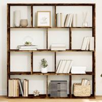Boekenkast 132x29x141,5 cm bewerkt hout gerookt eikenkleurig - thumbnail