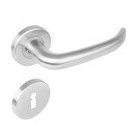 Deurkruk 1282 Sabel op rond rozet staal met 7mm nok met sleutelgat plaatjes RVS - thumbnail