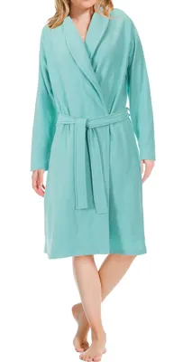 - Dames Badjas met bamboe - Aqua - Bamboe ochtendjas