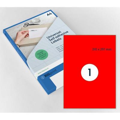 Etiket Rillprint 210x297mm fluorrood 100 etiketten Etiket Rillprint 210x297mm fluorrood 100 etiketten