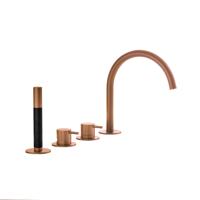 Inbouw Badrandcombinatie Hotbath Cobber Met Uitloop en 2-weg Omstel Geborsteld Koper (incl. Handdouche) Living Colours - thumbnail