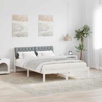 Bedframe Wit en lichtgrijs 135 x 190 cm Massief grenenhout - thumbnail