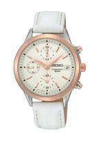 Horlogeband Seiko SNDY42P2 / 7T92-0MJ0 / L01L013J0 Leder Wit 16mm