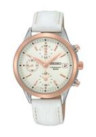 Horlogeband Seiko SNDY42P2 / 7T92-0MJ0 / L01L013J0 Leder Wit 16mm - thumbnail