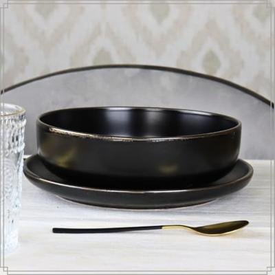 OTIX Soepborden Diepe Pasta Borden Set van 6 stuks 18cm Zwart met G...