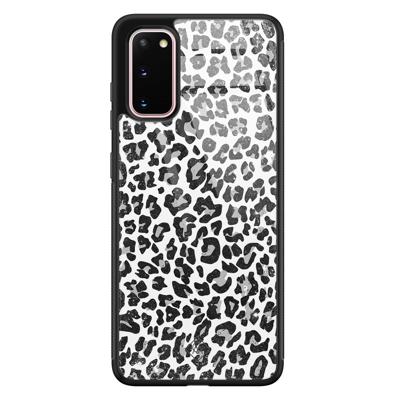 Samsung Galaxy S20 glazen hardcase - Luipaard grijs Samsung Galaxy S20 glazen hardcase - Luipaard grijs