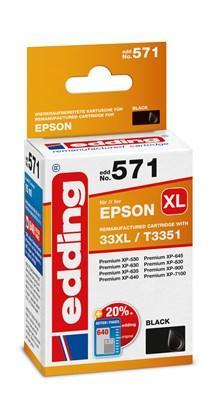 Edding Inktcartridge vervangt Epson 33XL, T3351 Compatibel Zwart EDD-571 18-571 Edding Inktcartridge vervangt Epson 33XL, T3351 Compatibel Zwart EDD-571 18-571