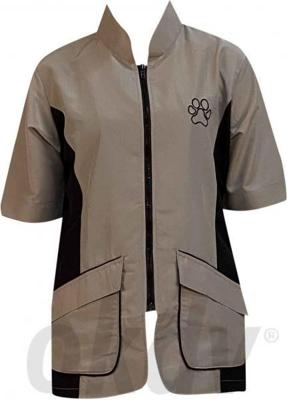 Trimshirt korte mouw beige"zwart - Maat 3XL