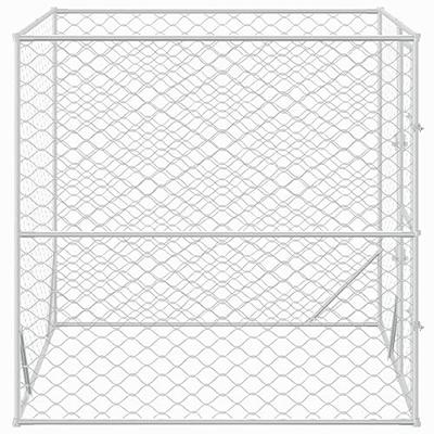Hondenkennel voor buiten 2x2x2 m gegalvaniseerd staal zilver - thumbnail