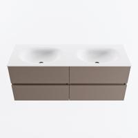 MONDIAZ VICA 130cm badmeubel onderkast Smoke 4 lades. Wastafel MOON dubbel 2 kraangaten, kleur Talc. - thumbnail