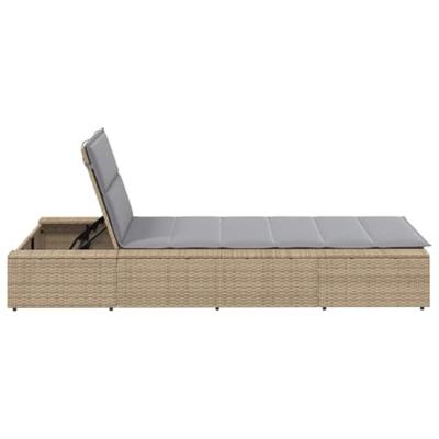 Ligbed met zwevend kussen poly rattan beige Ligbed met zwevend kussen poly rattan beige