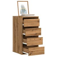 Ladekast 40x41x76 cm bewerkt hout artisanaal eikenkleurig - thumbnail