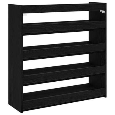 VidaXL Schoenenrek 80x25x81 cm bewerkt hout zwart VidaXL Schoenenrek 80x25x81 cm bewerkt hout zwart