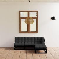 4-delige Loungeset met kussens massief grenenhout - thumbnail