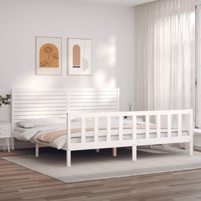 Bedframe zonder matras massief grenenhout wit 200x200 cm