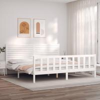 Bedframe zonder matras massief grenenhout wit 200x200 cm - thumbnail