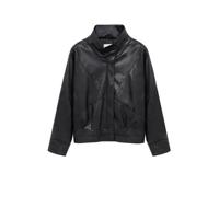 Mango imitatieleren jasje zwart - thumbnail