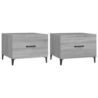 Salontafels 2 st met metalen poten 50x50x40 cm grijs sonoma - thumbnail