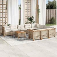 11-delige Tuinset met kussens poly rattan beige - thumbnail