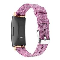 By Qubix - Compatible met Fitbit Inspire 1 / HR/Ace 2 Canvas nylon bandje - Maat: Large - Paars - Compatible fitbit bandje - thumbnail