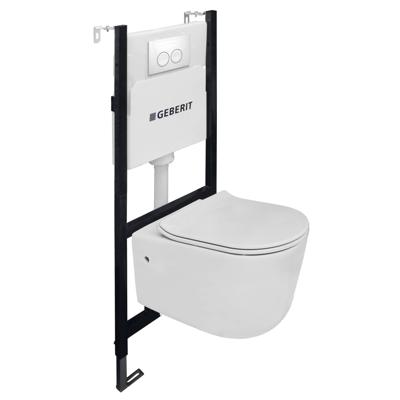 Toiletset Van Marcke Combo Up Pureflow Rimless Hang Wit Go by Van Marcke