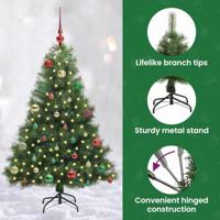 Kunstkerstboom met 150 LED met standaard Groen 150 cm PE en PVC - thumbnail