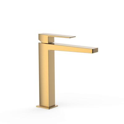Wastafelmengkraan Tres Slim Exclusive Vierkant met Hendel Mat Goud Tres Wastafelmengkraan Tres Slim Exclusive Vierkant met Hendel Mat Goud Tres