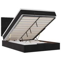 Ottoman bed met matrassen 140x200cm fluweel zwart - thumbnail