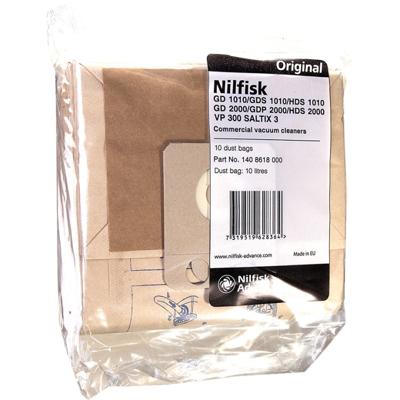 Nilfisk Papieren filterzak annex afvalzak 10 stuks 140 8618 000 Geschikt voor Nilfisk Alto Saltix 10,