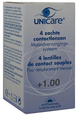 Unicare Unicare Maandlenzen +1.00 (4st) Unicare Unicare Maandlenzen +1.00 (4st)