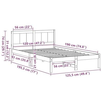Bedframe Bruin 120 x 190 cm Massief grenenhout