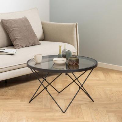 Bendt Ronde Salontafel 'Kira' Glas 80cm, kleur zwart Bendt Ronde Salontafel 'Kira' Glas 80cm, kleur zwart