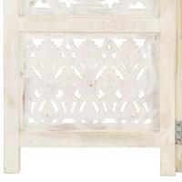 Kamerscherm met 3 panelen handgesneden 120x165 cm mangohout wit - thumbnail