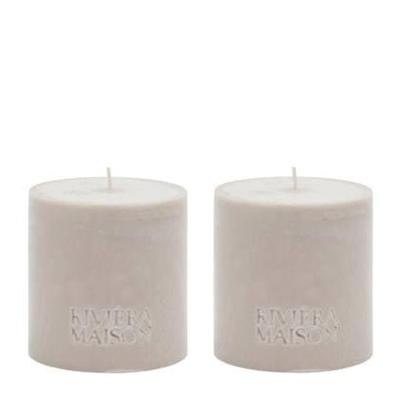 Riviera Maison Stompkaarsen,Pillar Candle ECO Beige 10x10 cm - 2 stuk