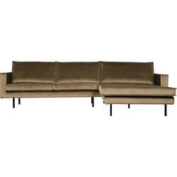 WOOOD Loungebank 'Rodeo' Rechts, Velvet, kleur Taupe