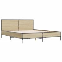 Bedframe bewerkt hout metaal sonoma eikenkleurig 90x190 cm - thumbnail