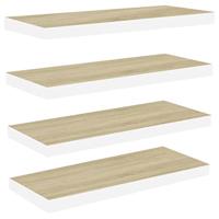 Wandschappen zwevend 4 st 80x23,5x3,8 cm MDF eikenkleurig wit - thumbnail