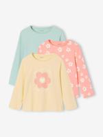 Set van 3 BASICS meisjesshirts met lange mouwen grijsblauw - thumbnail